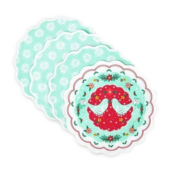 🦋 New Pioneer Woman Mazie Bird Fabric Placemat Set, Multicolor, 16" Round Qty 4 - Picture 4 of 6